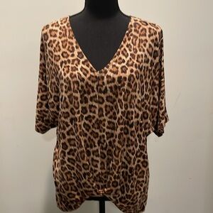 Michael Kors Women’s Top Size S Leopard Print Wide Sleeves Casual Chic EasyWear
